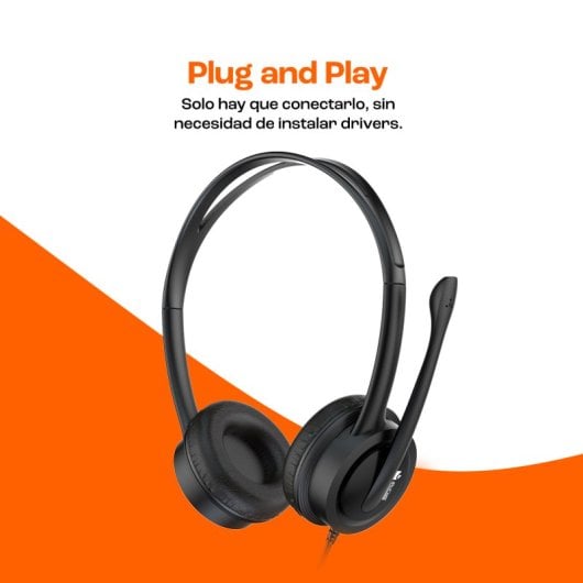 PcCom Essential Auriculares de Oficina con Micrófono Negros