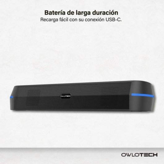 Barra de Som Owlotech DeskSound 2.0 20W Bluetooth USB AUX-In RGB Preta