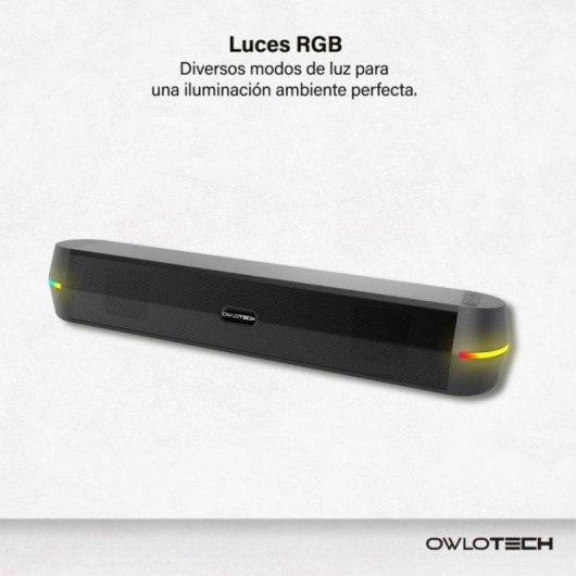 Barra de Som Owlotech DeskSound 2.0 20W Bluetooth USB AUX-In RGB Preta