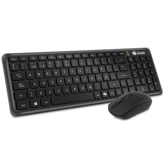 Tastiera wireless a basso profilo PcCom Essential Combo MK20 + mouse con Copilot nero