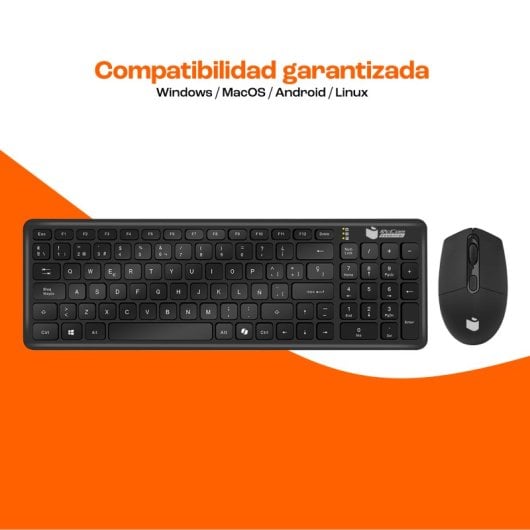 Tastiera wireless a basso profilo PcCom Essential Combo MK20 + mouse con Copilot nero