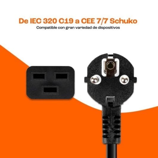 Câble d'alimentation PcCom Essential IEC 320 C19 vers Schuko 1,8 m Noir 16A 250V