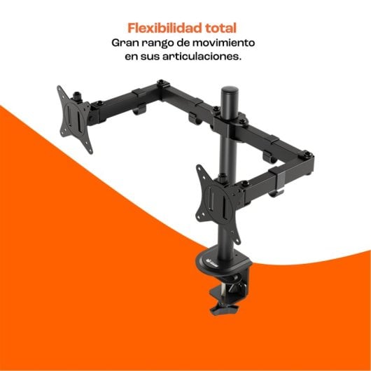 PcCom Essential Soporte 2 Monitores 17-32" VESA 75x75/100x100 Máx 9Kg Negro