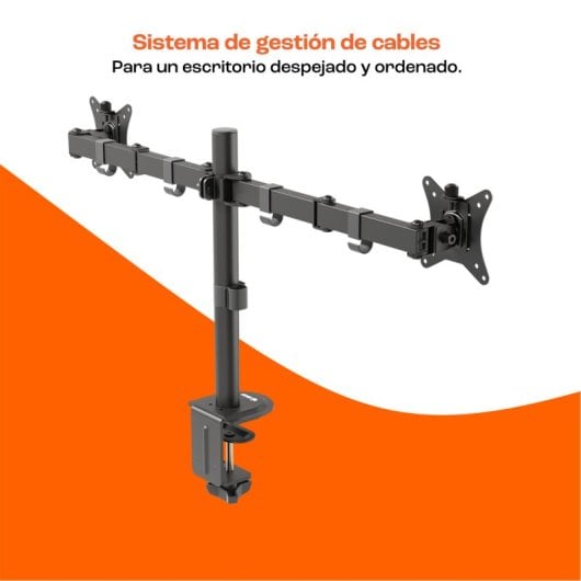 PcCom Essential Soporte 2 Monitores 17-32" VESA 75x75/100x100 Máx 9Kg Negro
