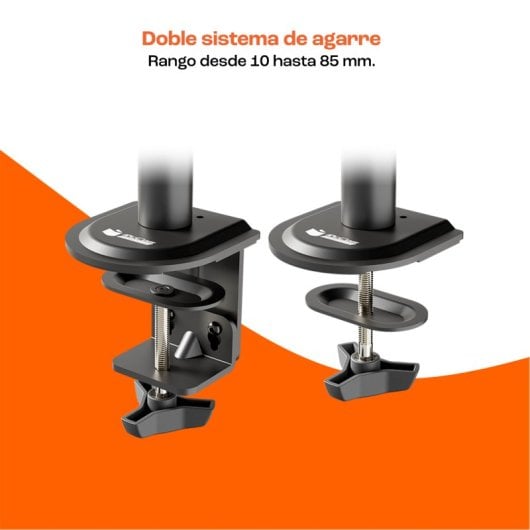 PcCom Essential Soporte 2 Monitores 17-32" VESA 75x75/100x100 Máx 9Kg Negro