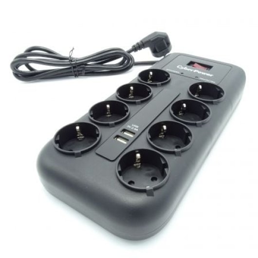CyberPower P0820SUF0-DE Regleta 8 Tomas Schuko 2 USB 1.8m Negra