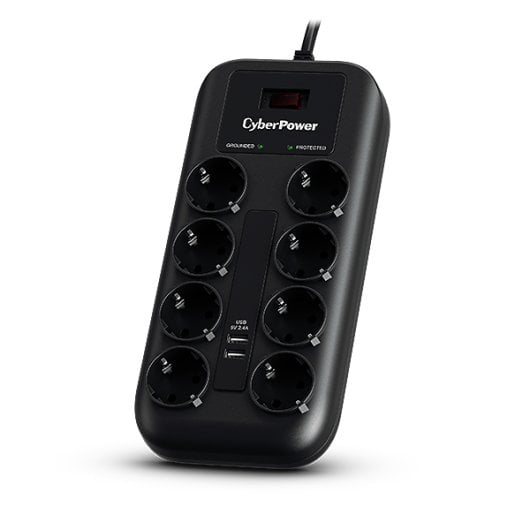 CyberPower P0820SUF0-DE Regleta 8 Tomas Schuko 2 USB 1.8m Negra