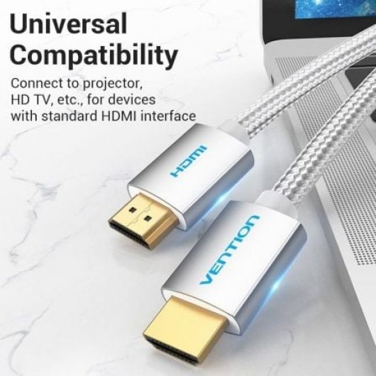 Vention AABIH Cable HDMI 2.0 4K 2m Textil Plata Macho-Macho