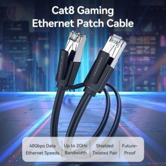 Vention IKKBF Cable de Red RJ45 SFTP Cat.8 1m Negro