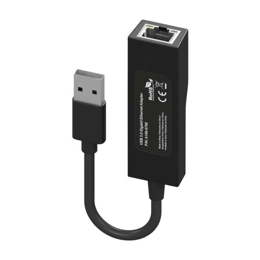 AISENS Conversor USB 3.0 a Ethernet Gigabit 10/100/1000 Mbps 15cm Negro PC