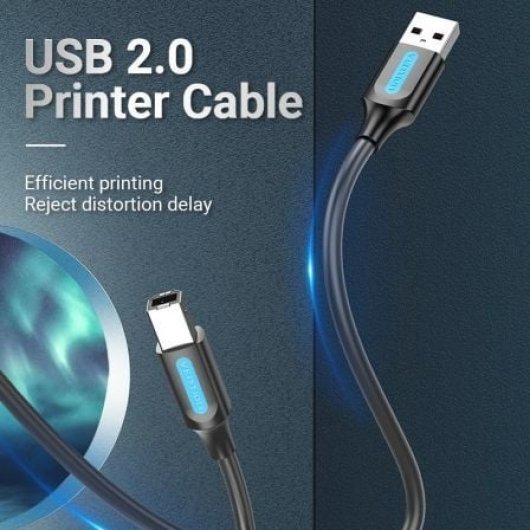 Vention COQBH Cable USB 2.0 Impresora Tipo-A a Tipo-B 2m 480Mbps Negro