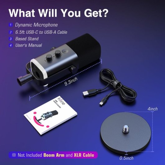 Fifine AmpliGame AM8 Micrófono Dinámico RGB para Streaming y Podcasting USB-C/XLR Blanco
