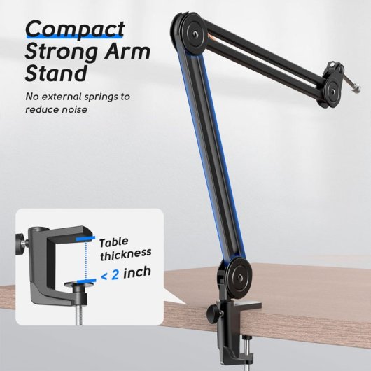 Fifine BM63 Soporte de Brazo Articulado para Micrófono hasta 2Kg Metal Negro