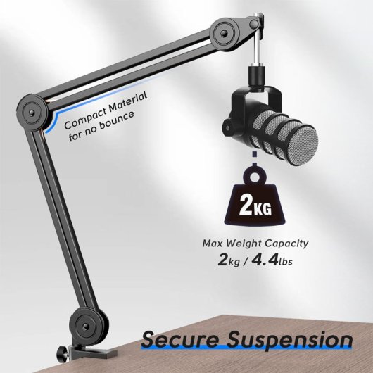 Fifine BM63 Soporte de Brazo Articulado para Micrófono hasta 2Kg Metal Negro