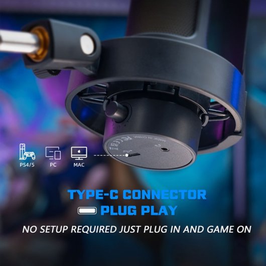Fifine A8T Micrófono de Condensador con Soporte de Brazo Ajustable RGB USB-C Negro