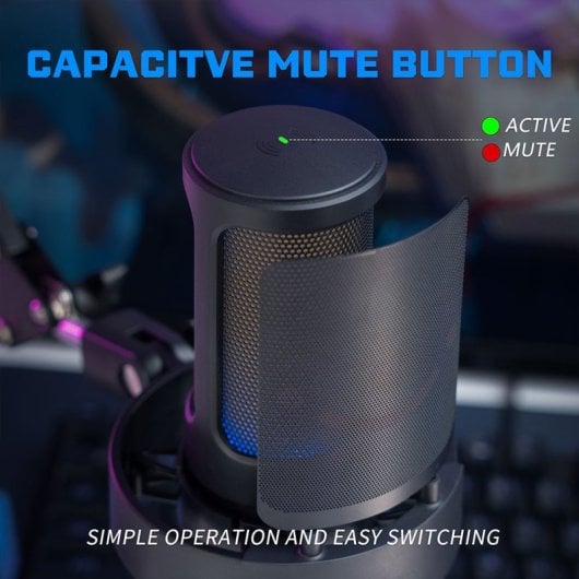Fifine A8T Micrófono de Condensador con Soporte de Brazo Ajustable RGB USB-C Negro