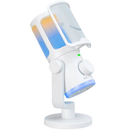 Fifine AmpliGame AM6 Micrófono de Condensador Cardioide RGB USB-C Blanco