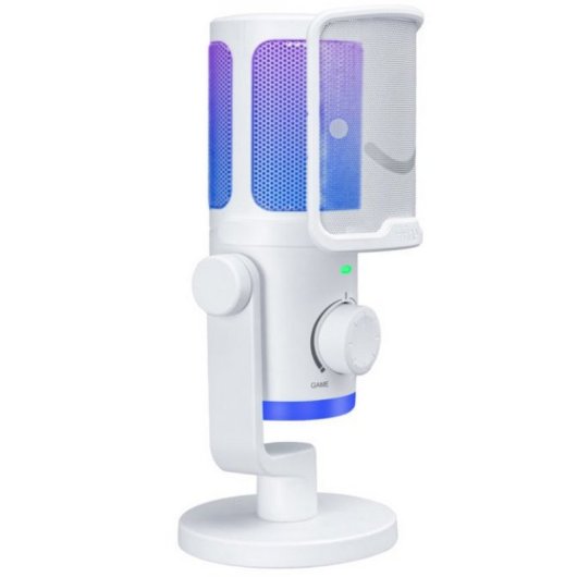 Fifine AmpliGame AM6 Micrófono de Condensador Cardioide RGB USB-C Blanco