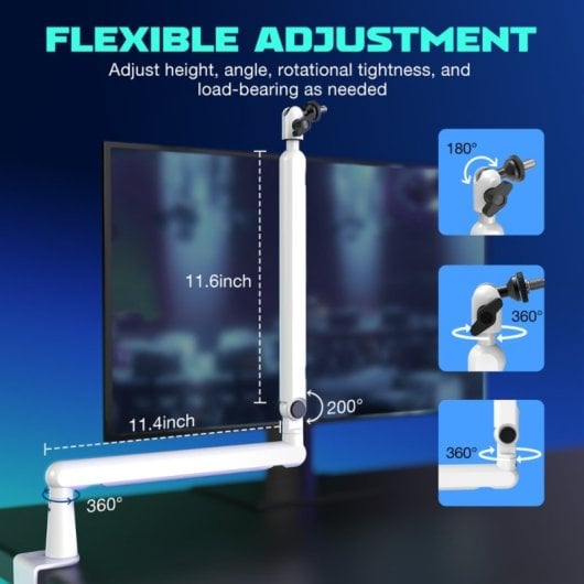 Fifine BM88 Soporte de Brazo para Micrófono de Perfil Bajo para Streaming y Podcasting Metal Blanco