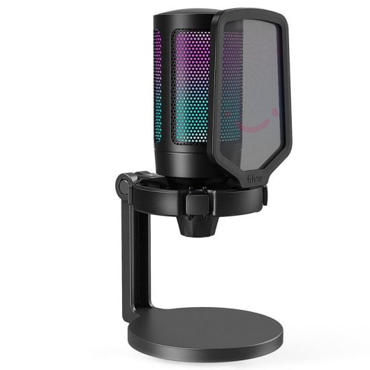 Fifine AmpiGame A6NEO Micrófono de Condensador Cardioide RGB USB-C Negro