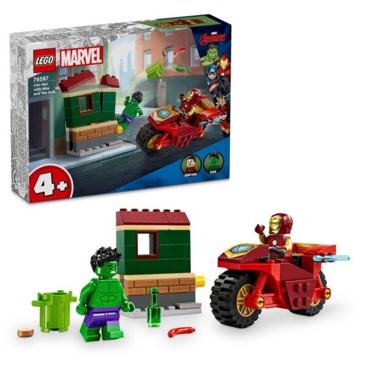 Lego Marvel Iron Man con Moto y Hulk +4 Años