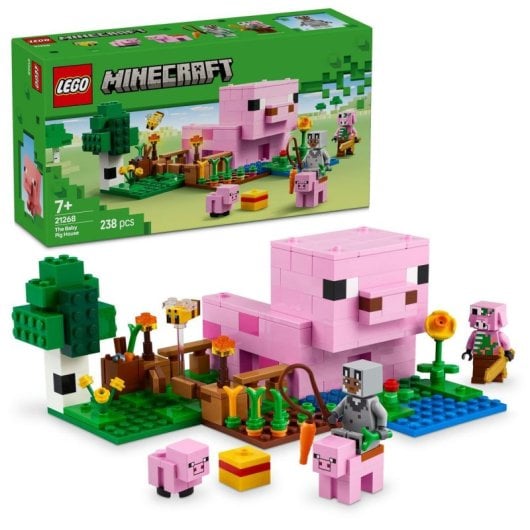 Lego Minecraft The Baby Pig House, Quinta com Bonecos de Videojogos para Crianças a partir dos 7 anos