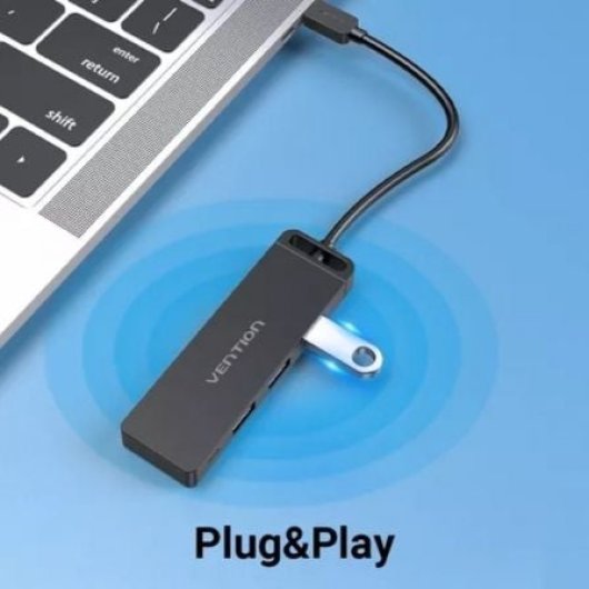 Vention TGTBB Hub USB-C 5 en 1 3xUSB 3.0/USB-C/MicroUSB PD Negro