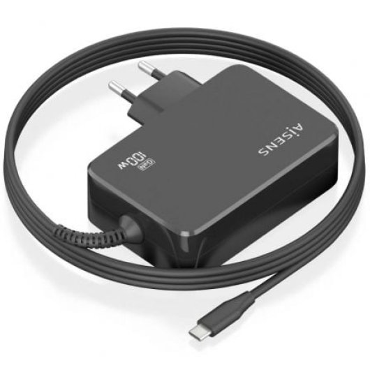 Aisens ASCH-1PD100WL50-BK Cargador USB-C 100W GaN Automático 1.8m Negro