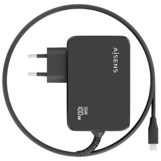 Aisens ASCH-1PD100WL50-BK Cargador USB-C 100W GaN Automático 1.8m Negro
