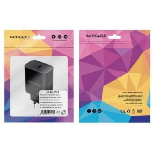 Cargador Nanocable 10.10.2010 USB-C 30W Power Delivery Negro compacto