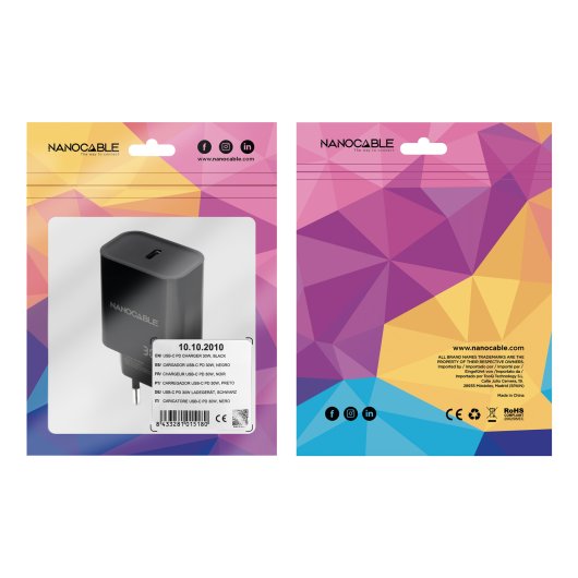 Nanocable 10.10.2010 Cargador de Pared USB-C 30W Negro