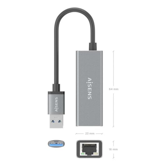 AISENS A110-0296 Conversor USB 3.0 a Ethernet Gigabit 15cm Gris