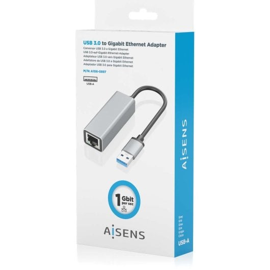 AISENS A110-0296 Conversor USB 3.0 a Ethernet Gigabit 15cm Gris