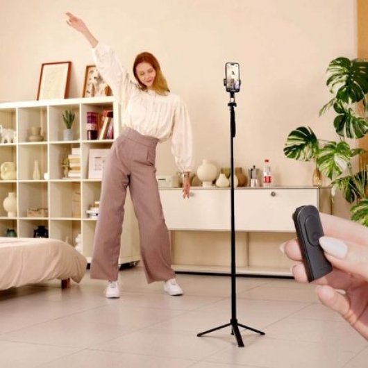 AISENS SS01ST-299 Palo Selfie Trípode Bluetooth 3 en 1 Negro iOS/Android