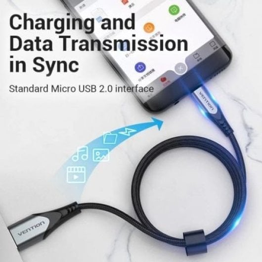 Vention COCHF Cable microUSB Reversible 3A 480Mbps 1m Gris