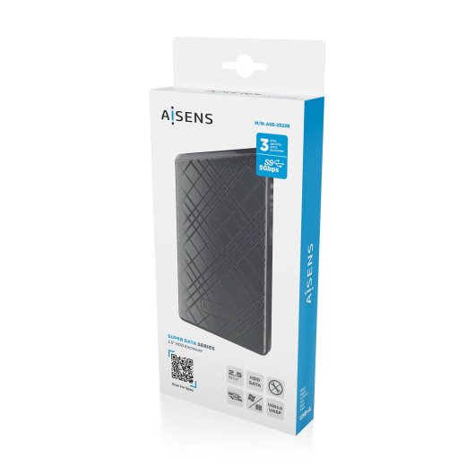 Aisens ASE-2522B Case esterno per SSD/HDD 2,5" SATA USB 3.0/3.1 Nero 9,5 mm