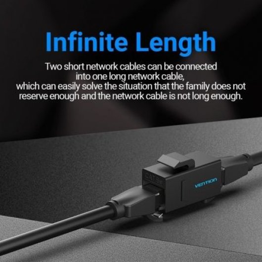Vention VDD-B07-B Adaptador RJ45 Cat5e Hembra/Hembra Negro ABS
