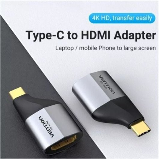 Vention TCDH0 Adaptador USB Tipo-C a HDMI 4K UHD Gris Dorado
