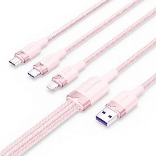 Vention CTRPG Cable USB 2.0 3 en 1 1.5m USB-A/USB-C/Lightning/Micro-B Rosa
