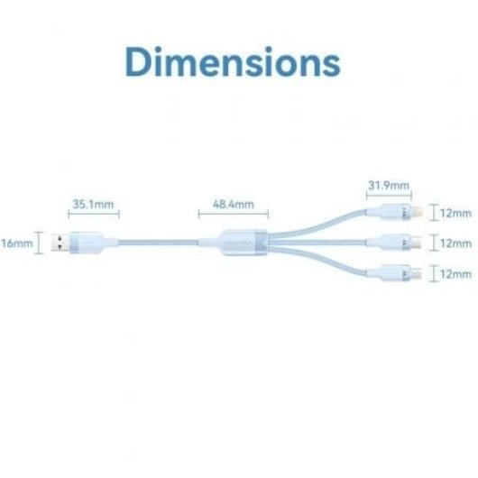 Vention CTRPG Cable USB 2.0 3 en 1 1.5m USB-A/USB-C/Lightning/Micro-B Rosa