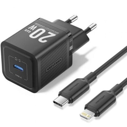 Vention TZ-FEPB0-EU-02 Cargador GaN USB-C 20W + Cable USB-C a Lightning 1m