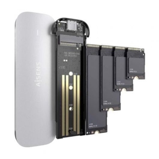 AISENS ASM2-025SL Externes SSD-Gehäuse M.2 NVMe USB 3.2 Gen2 Schraubenlos Silber