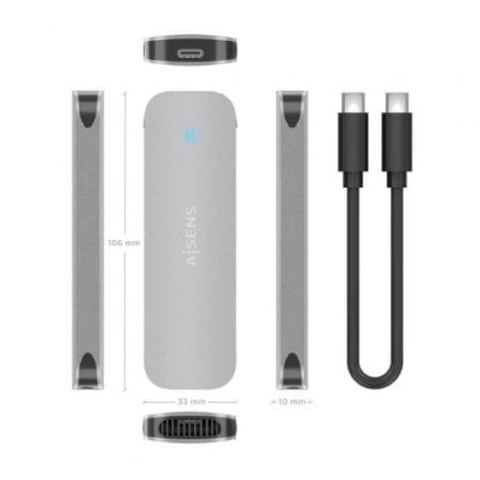AISENS ASM2-025SL Externes SSD-Gehäuse M.2 NVMe USB 3.2 Gen2 Schraubenlos Silber