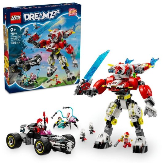 Lego Dreamzzz Meca Tigre de Cooper y Bólido de Zero, Juguete de Coche y Robot para Niños +9 Años