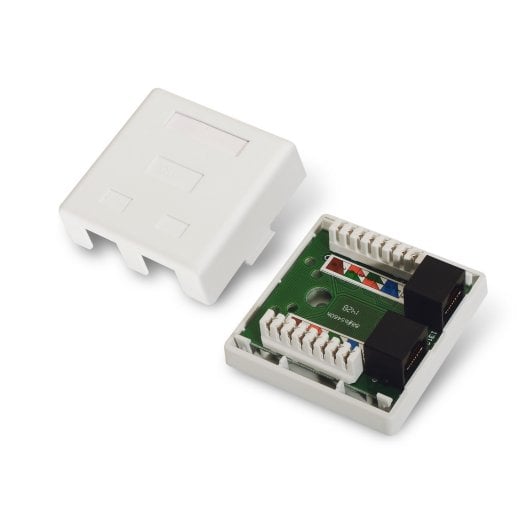 AISENS A139-0302 Roseta de Superficie RJ45 Cat.6 UTP 2 Tomas Blanco