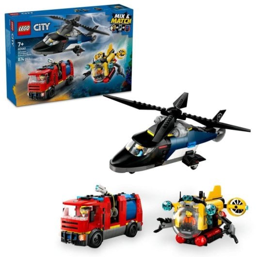 Lego City 3 En 1 Remix: Helicóptero, Bomberos y Submarino para Niños de 7+ Años