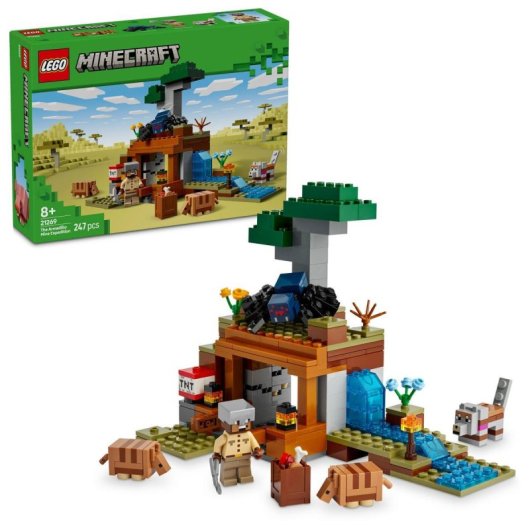 Lego Minecraft La Expedición a la Mina del Armadillo, Figuras de Araña y Lobo para Niños 8+ Años