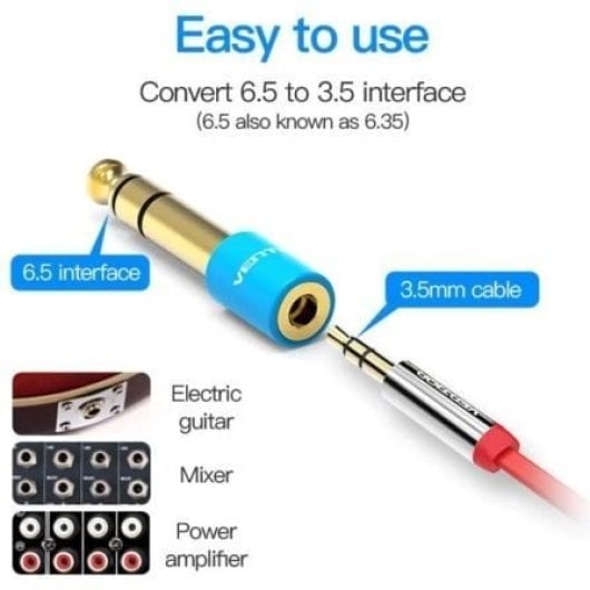 Vention VAB-S01-L Adaptador Jack 6.5 Macho a 3.5 Hembra Azul chapado en oro
