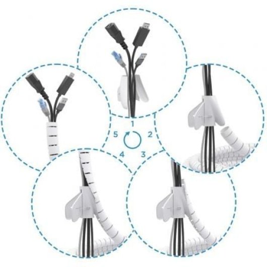 Organizador de cables en espiral AISENS A151-0917 1m diámetro 25mm blanco adaptador incluido