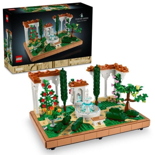 Lego Icons Jardín con Fuente, Maqueta para Adultos y Decoración Hogar 18+ Años